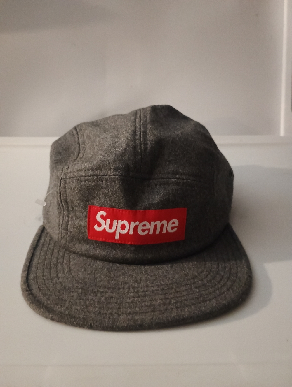 Supreme Grey 5 Panel Wool Cashmere Skater Style Camp Cap